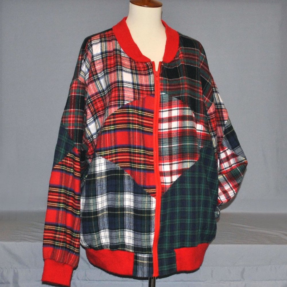 Vintage Patchit Tartan Plaid Patchwork Jacket Siz… - image 1